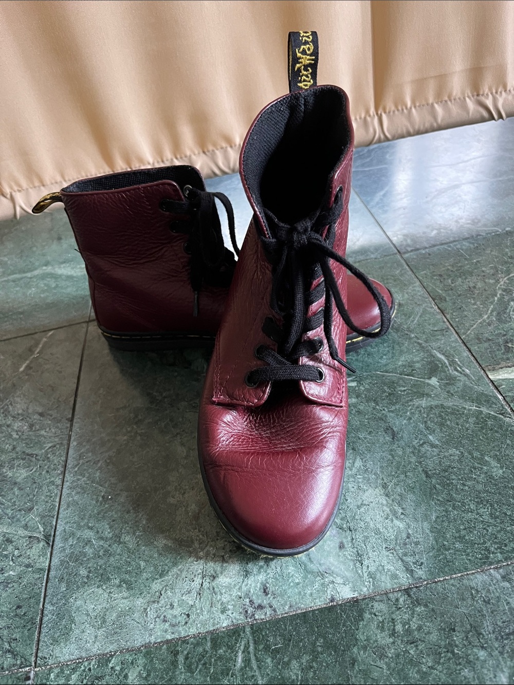 Dr. Martens Wine Red Leather Lace-Up Boots